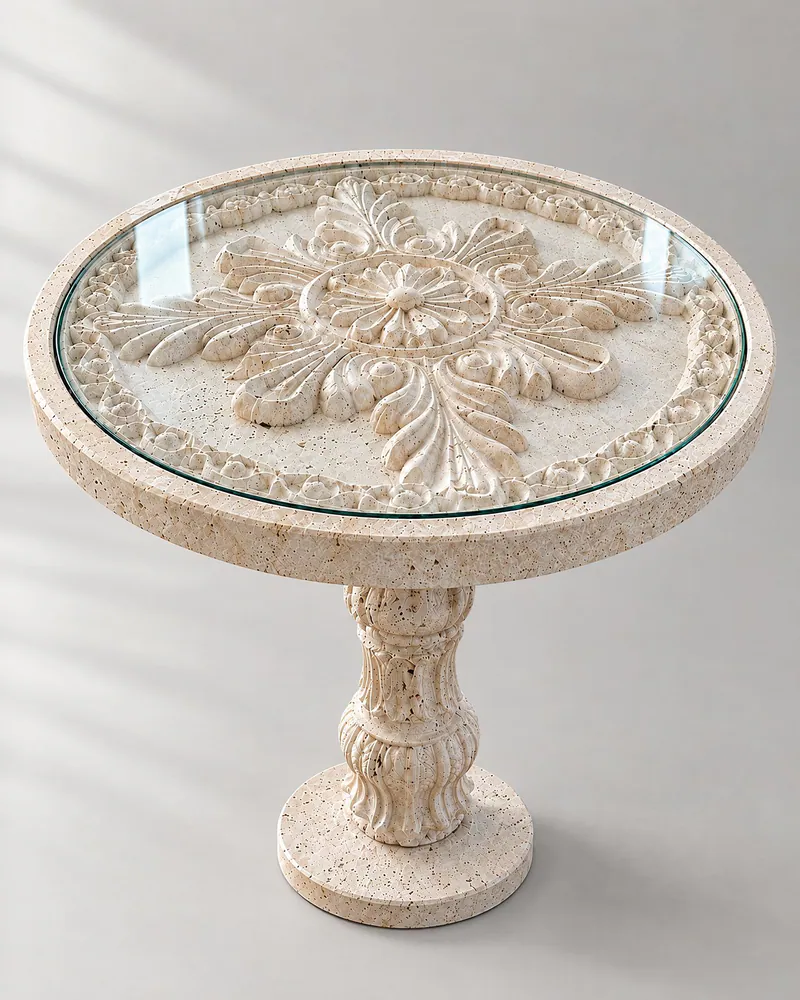 Baluster Side Table — Light Travertine (1)