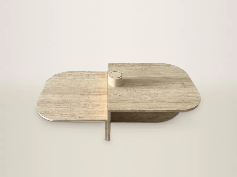 Stepped Modular Coffee Table — Travertine (1)